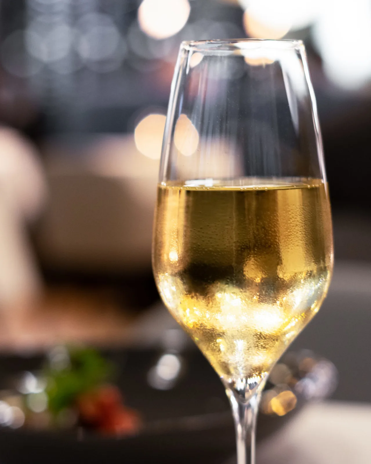Wine list — glass of white wine