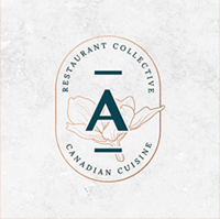 The Aiana letter 'A' within a bronze oval, with the text 'restaurant collective' above it and 'canadian cuisine' below it.