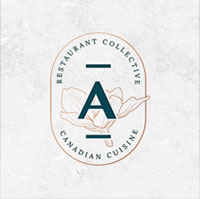 The Aiana letter 'A' within a bronze oval, with the text 'restaurant collective' above it and 'canadian cuisine' below it.
