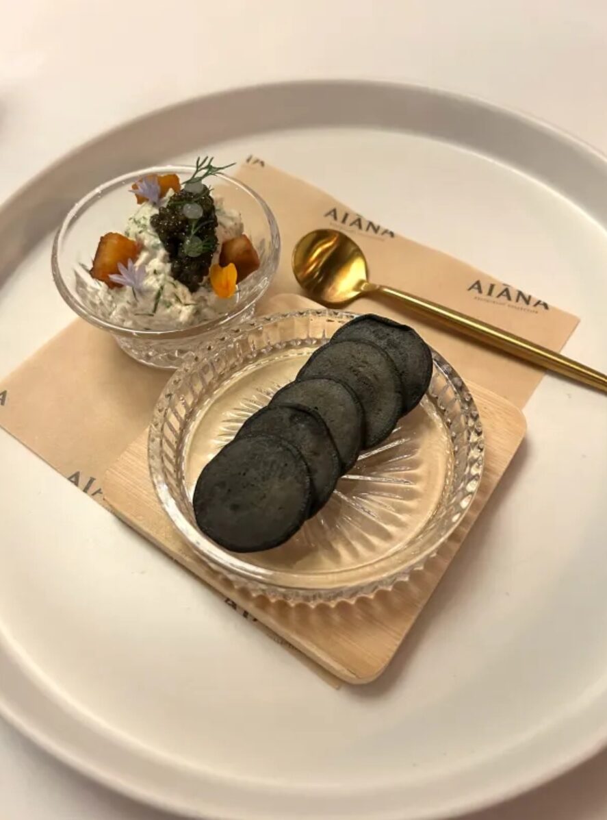 Caviar and sturgeon course at Aiāna